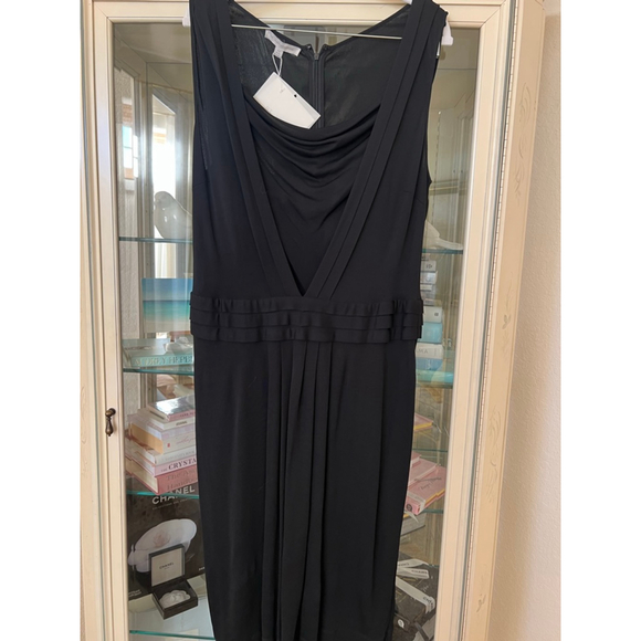 NWT ST. JOHN COUTURE Black Cowl Neck Dress Size 12